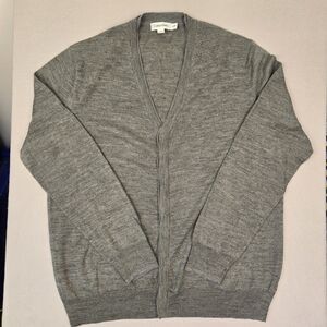 CALVIN KLEIN Men's Gray Merino Wool Blend Cardigan Sweater Size XLarge